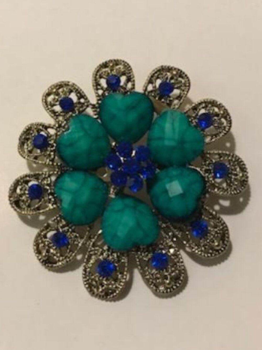 Fashion Brooch Enamel Hijab Pin Large Cornwell Blue Flower
